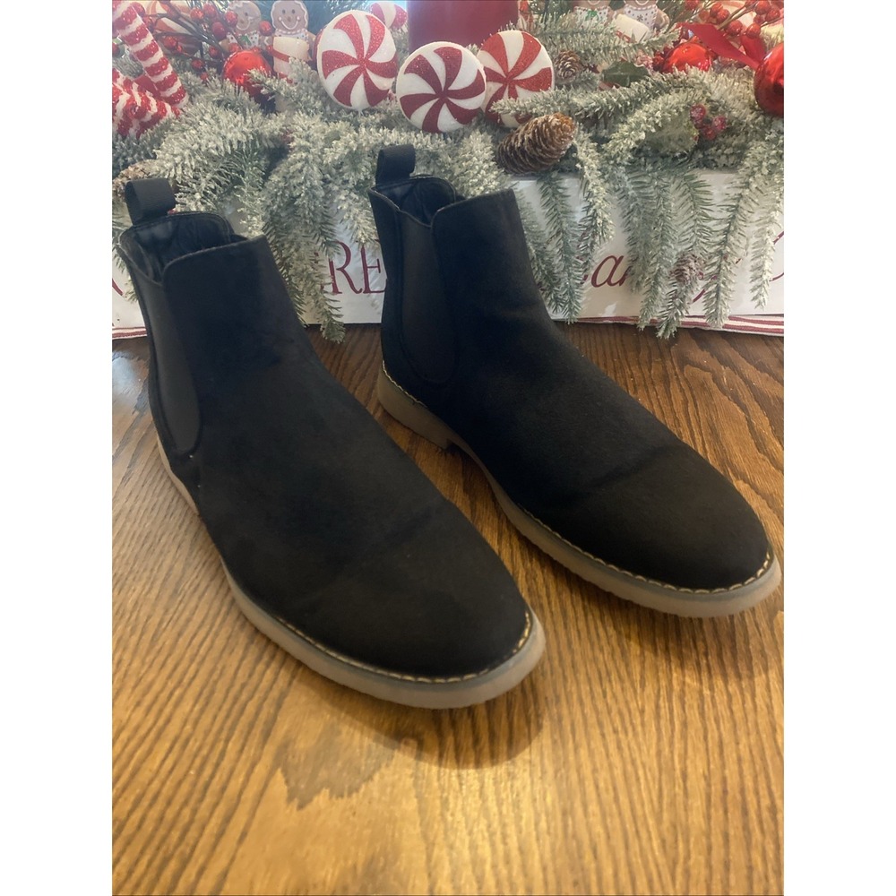 BoohooMAN Men's Black Faux Suede Kanye Chelsea Boots Shoes Size‎ 9 US NEW